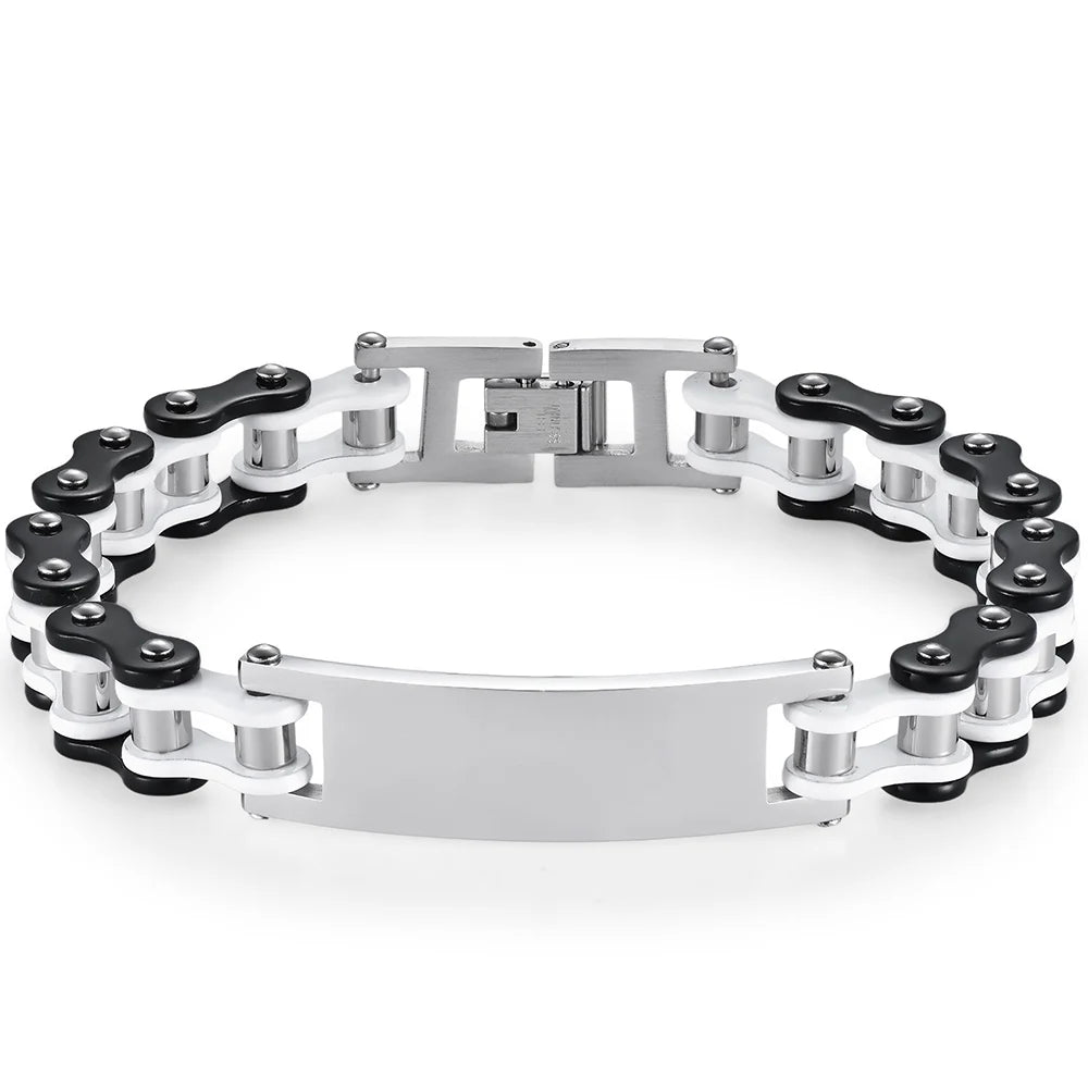12MM Motorcycle Bike Chain Bracelet for Men Stainless Steel Bicycle Link Design Men's ID Bracelets Punk Rock Jewelry 10