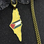 Israel-Palestine Map Pendant Necklace — Gold-Tone