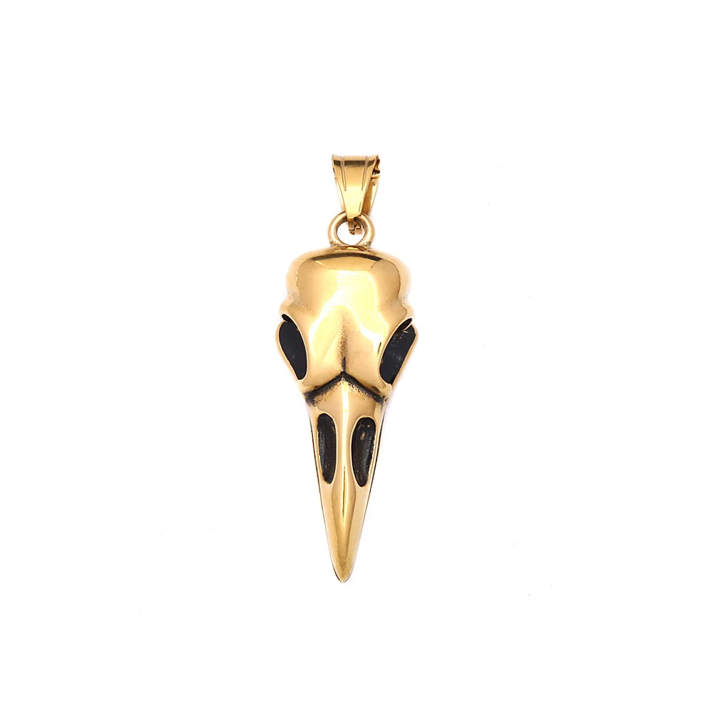 Vikings Stainless Steel Raven Pendant Necklaces For Men Women Nordic Odin Animal Skull Necklace Fashion Amulet Jewelry
