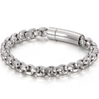 8MM Link Chain Man Bracelet for Men Matte Polished Stainless Steel Vintage Men's Wrist Bracelets On Hand Bands Mannen