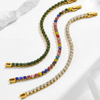 316L Stainless Steel 2025 New Fashion Waterproof Jewelry Minimalism Embed Zircon 3 Colors Charm Chain Tennis Bracelets
