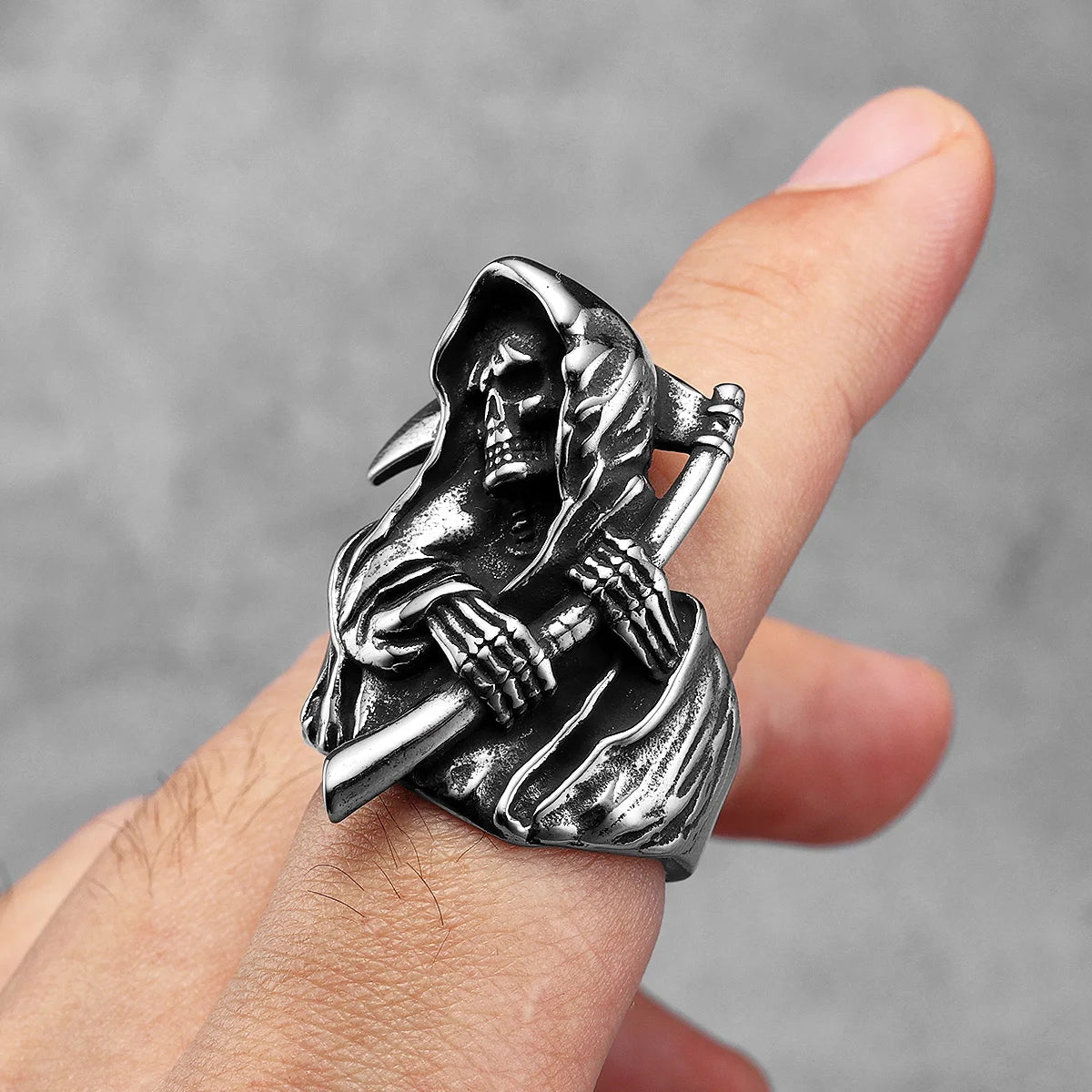 Grim Reaper Skull Ring — Stainless Steel