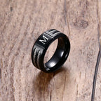 Black Letter Initial Ring — Stainless Steel