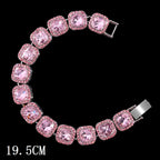 Hip Hop Full Crystal Heart Tennis Chain Bracelets for Men Women Bling Square Rhinestone Cuban Link Chain Bracelet Luxury Jewelry