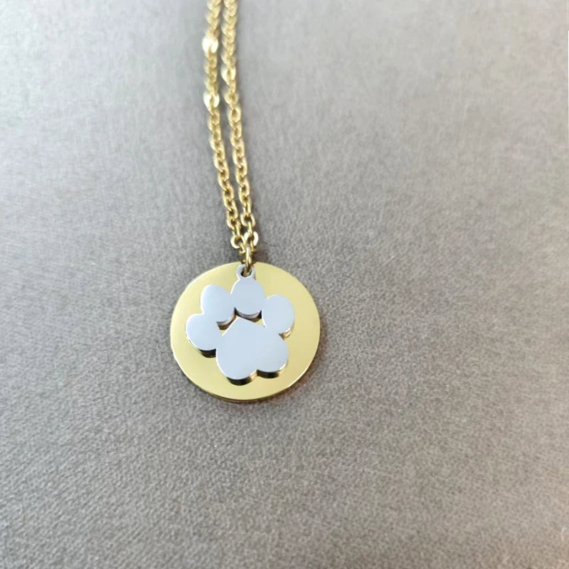 Mirror Polish Dog Paw Necklace — 304 Stainless Steel