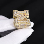 Iced Out M Letter Ring Stainless Steel Statement