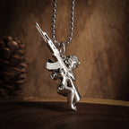 Avenging Angel Machine Gun Pendant Stainless Steel Necklace Suitable for Men and Women Hip-Hop Trendy Punk Jewelry Couple Gifts