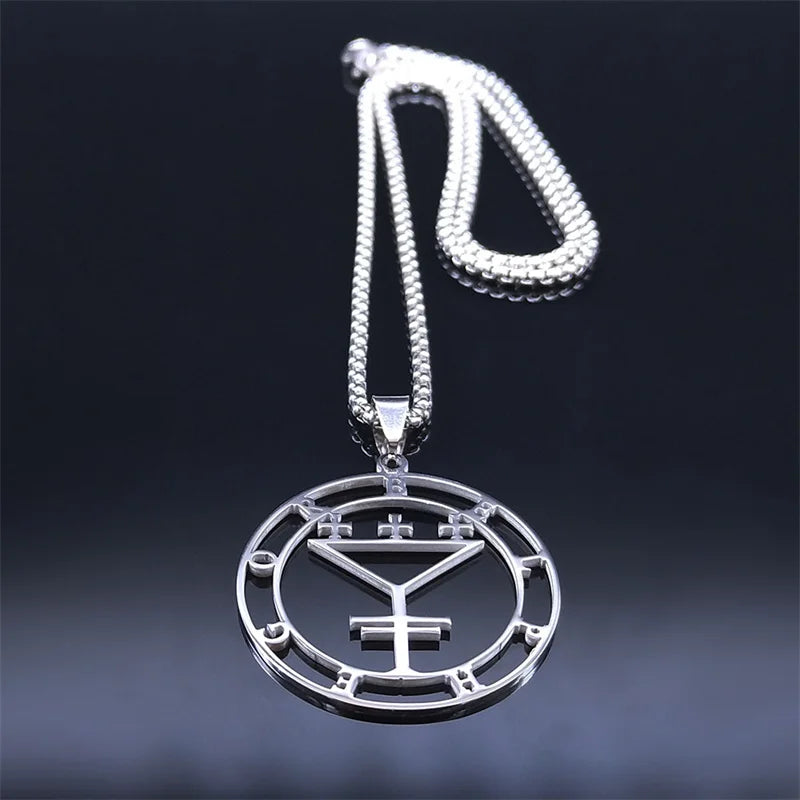Belphegor Seal Round Pendant Necklace — Stainless Steel