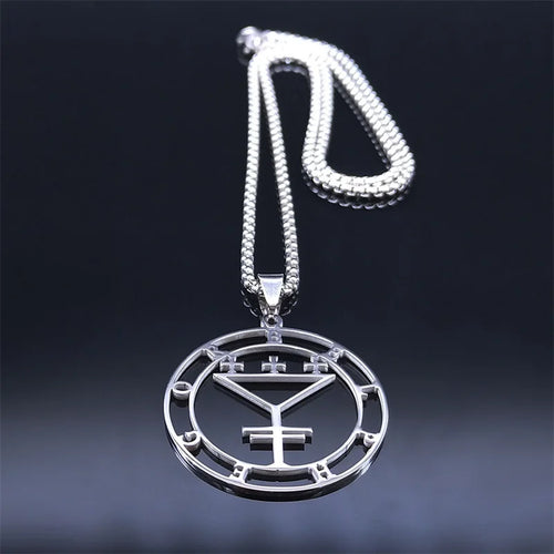 Belphegor Seal Round Pendant Necklace — Stainless Steel