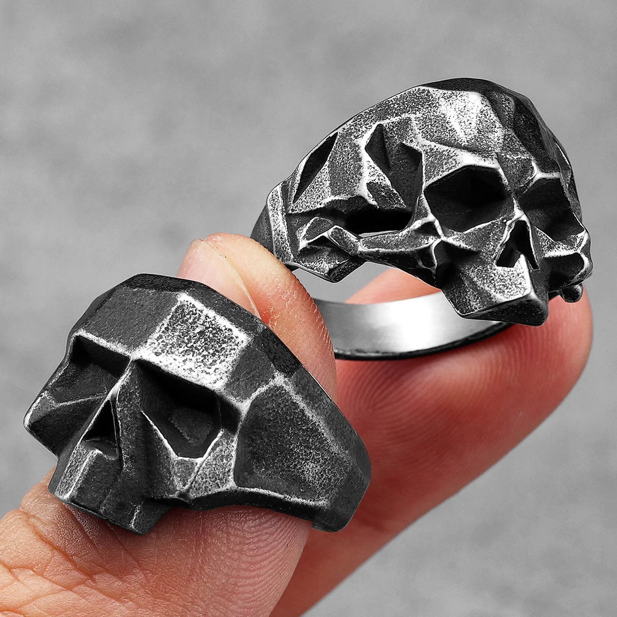 Geometric Skull Ring — Stainless Steel