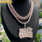 New Iced Out Bling Letter Hood Baby Pendants Necklaces Cubic Zirconia Two Tone Color Charm For Men Women Hip Hop Jewelry