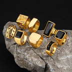 Black Stone Signet Ring — Gold