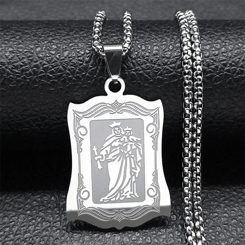 Archangel St.Michael Protect Me Necklace Stainless Steel Saint Shield Protection Male Necklace Jewelry corrente