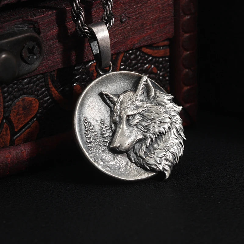 Wolf Forest Pendant — Stainless Steel