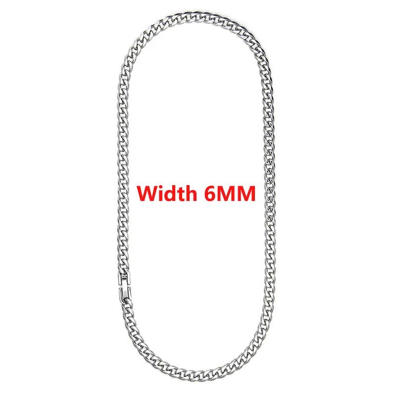 6/8 MM Stainless Steel Cuban Chains Necklace for Men Women Hiphop Punk Neck Chains Classic Cuba Necklaces Male Steel Chains New