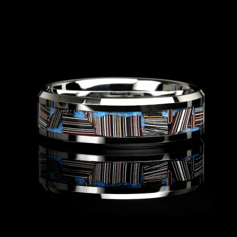 Red Personalized Couple Tungsten Carbide Ring with Spider Pattern Dome Edge,Comfortable Fit, Fashionable Daily Item,Wedding Ring