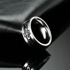 My Shape Vintage Fire Flame Totem Vine Cross Rings for Men Black Paint Punk Stainless Steel Finger Rings Male Jewelry