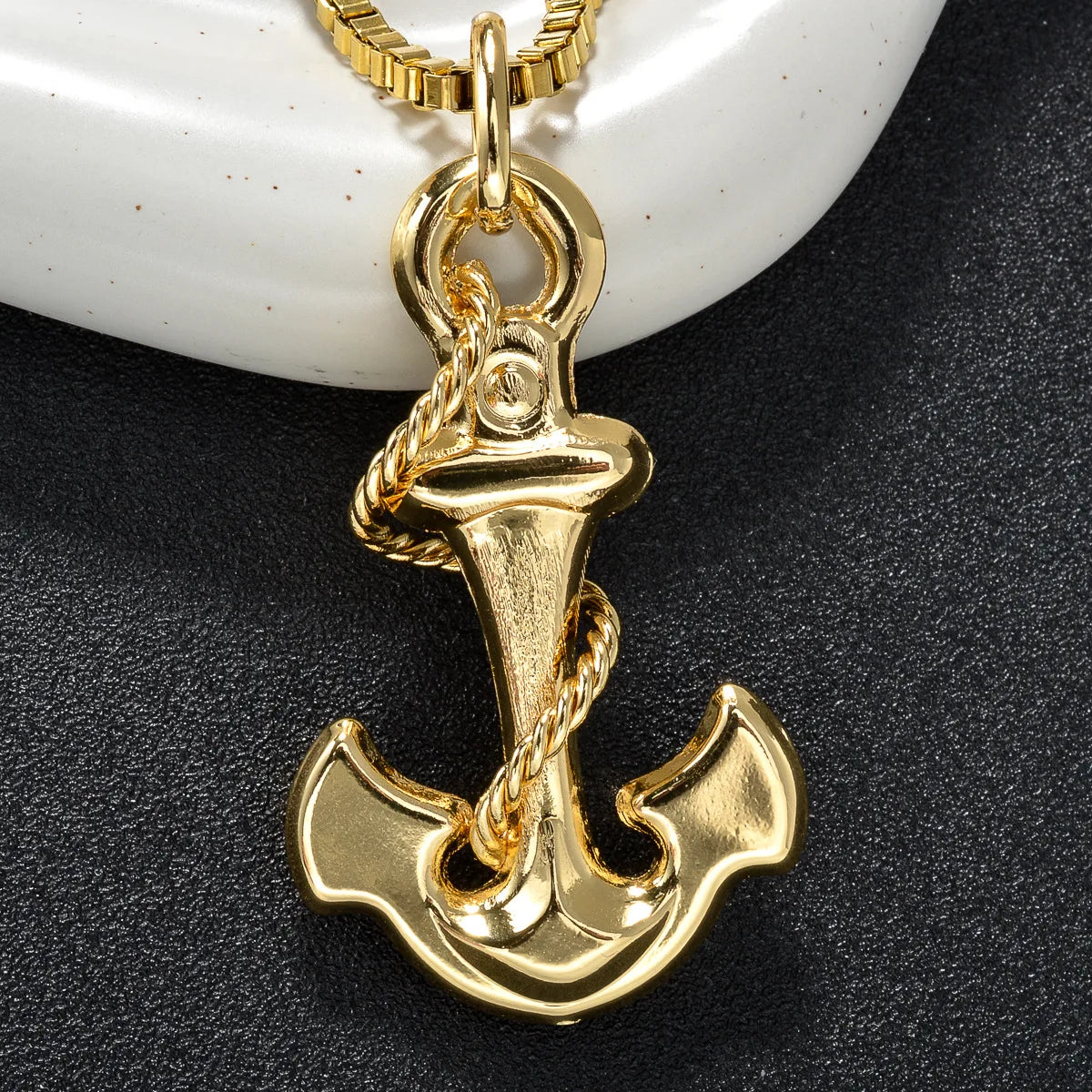 Luxury Men's Women's Pirate Ship Anchor Pendant Necklace