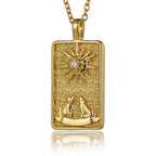 22 Style Classic Tarot Card Pendant Necklace Double Sided Zircon Tarot Necklace Major Arcana Empress Sun Star Sign