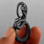 Stainless Steel Vintage Animal Snake Pendant Necklace Men Gothic Winding Imitation Viper Punk Hip Hop Necklace Jewelry