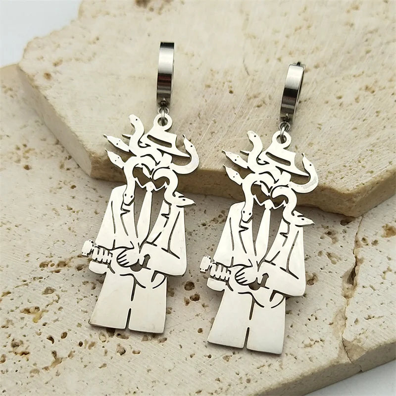 Snake Guitar Steel Earrings Trend Coiled