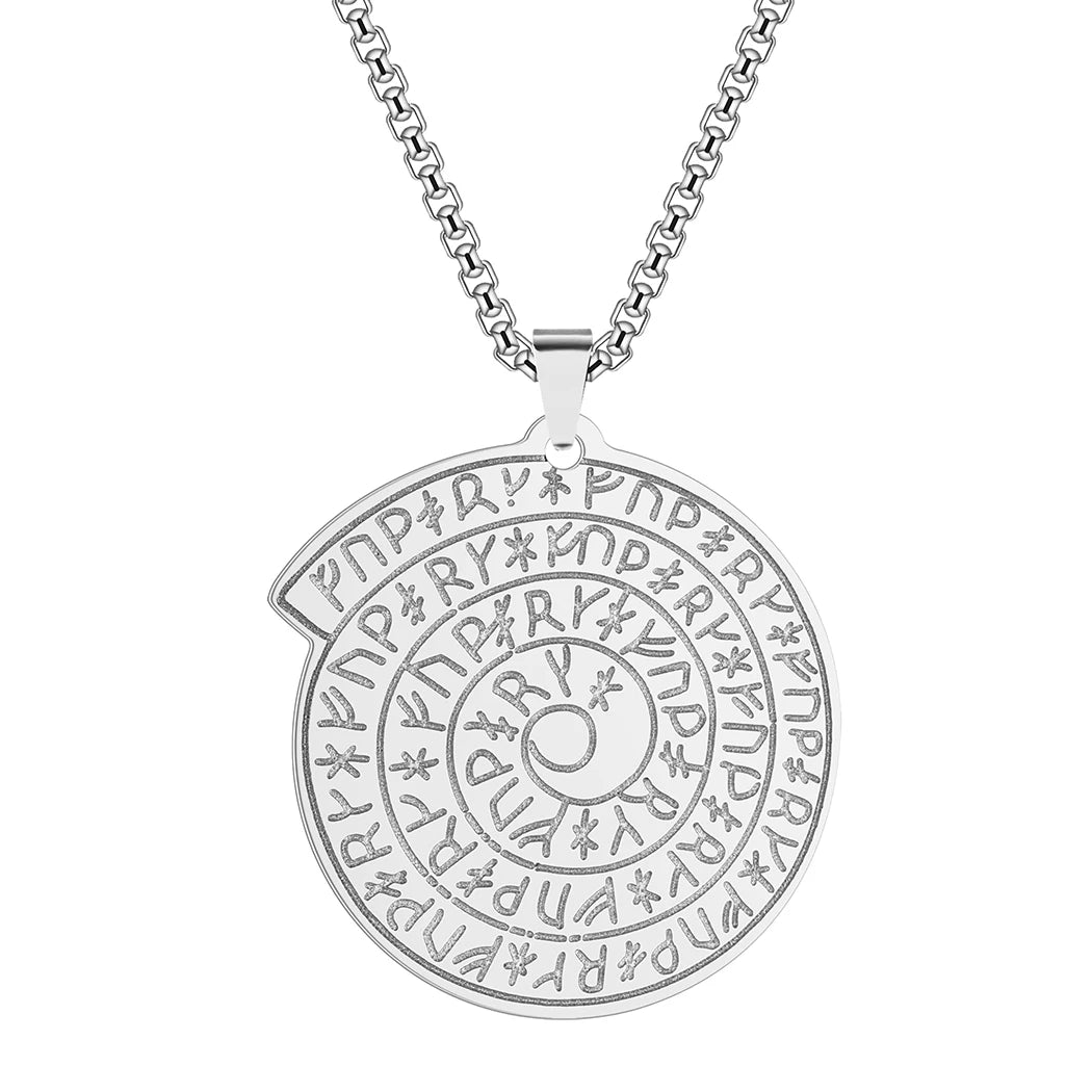 Viking Calendar Rune Medallion Pendant Necklace — Stainless Steel