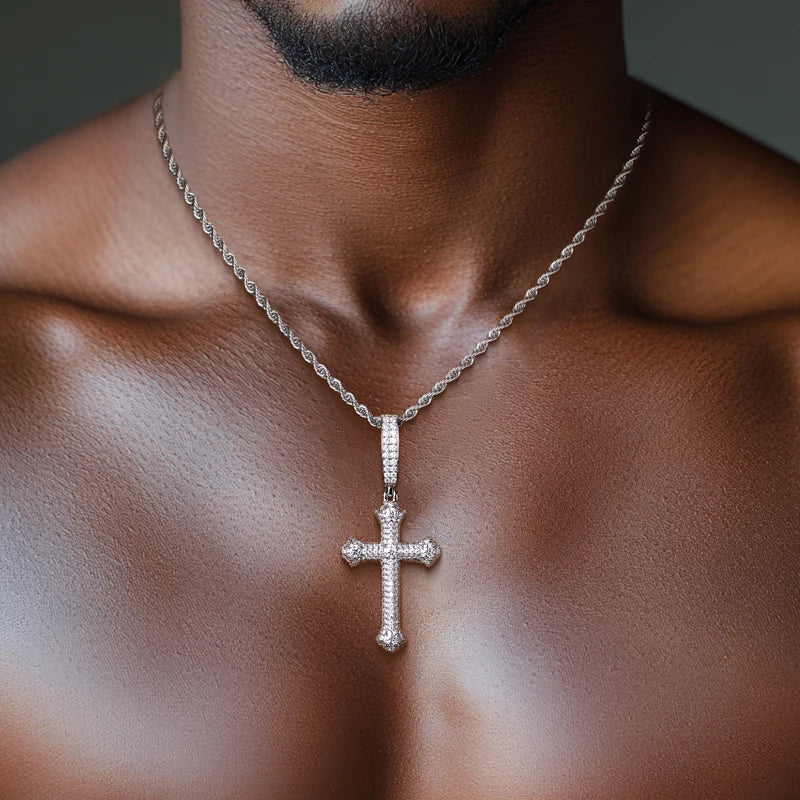 Iced Out Cross Pendant — 925 Silver