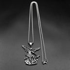 Archangel Michael Amulet Necklace — Silver-Tone