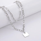 My Shape Fashion 2 Layers Lock Pendant Necklace for Men Punk Stainless Steel Clip Link Chain Necklaces Choker Male Party Jewelry