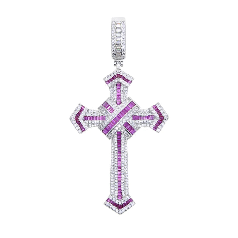 2025 New Cross Pendant for Men Women Full Iced Out Cubic Zircon Hip Hop Necklace Link Chain Fashion Rock Jewelry