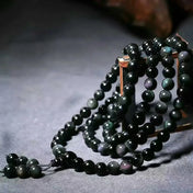 Buddha Rosary Black Bead Stretch Bracelet for Men and Women
