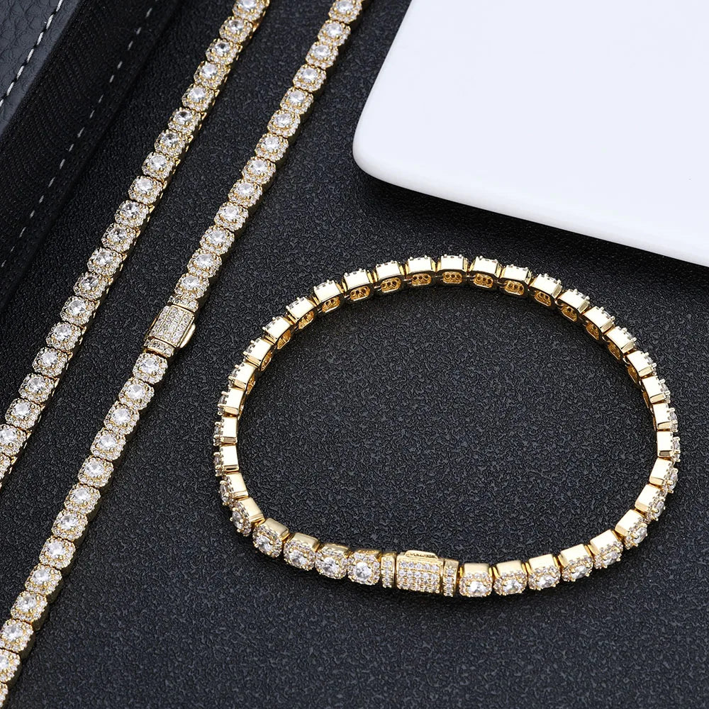 Tennis Chain Necklace Stainless Steel 5MM Cluster