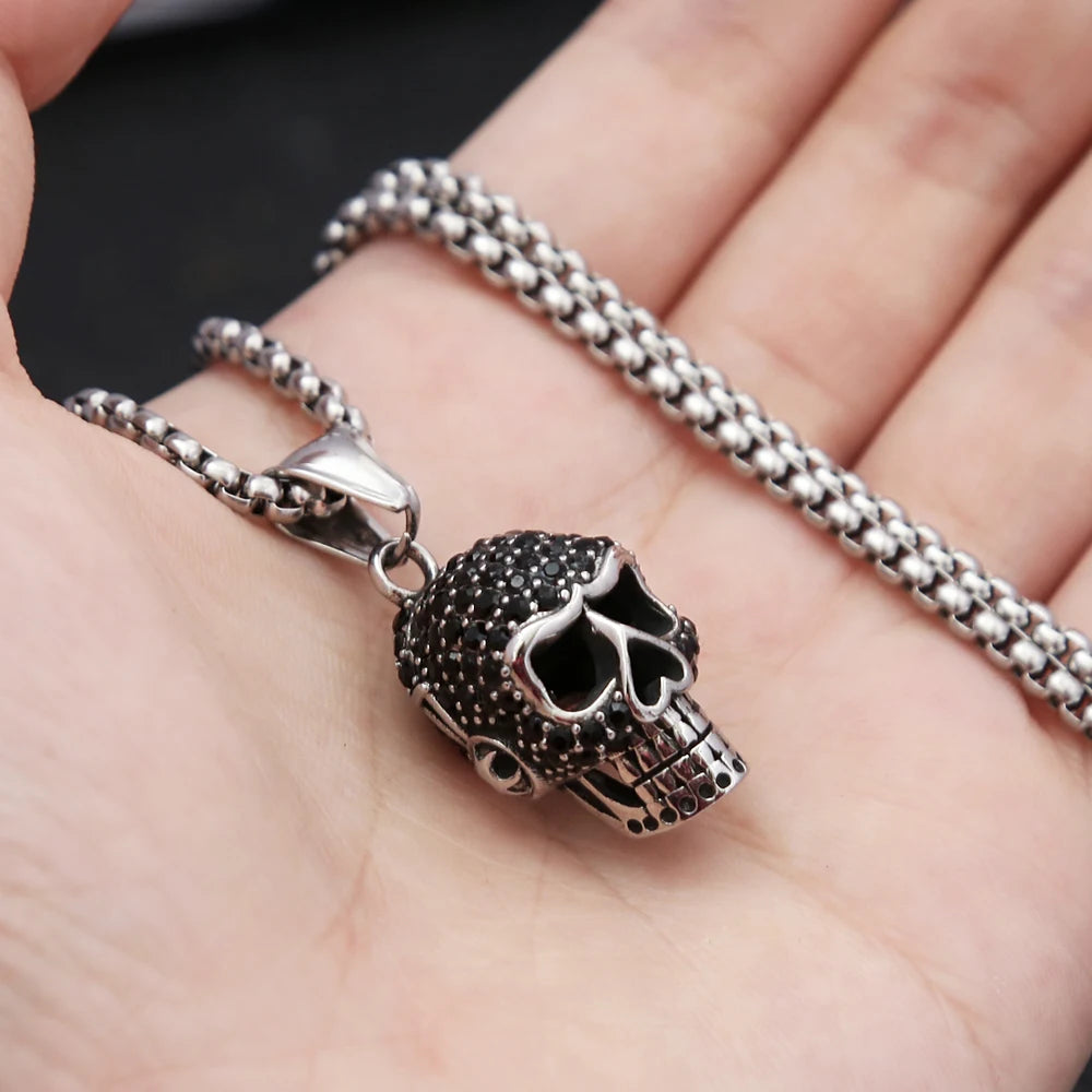 Skull Black Pendant Vintage Stone Punk