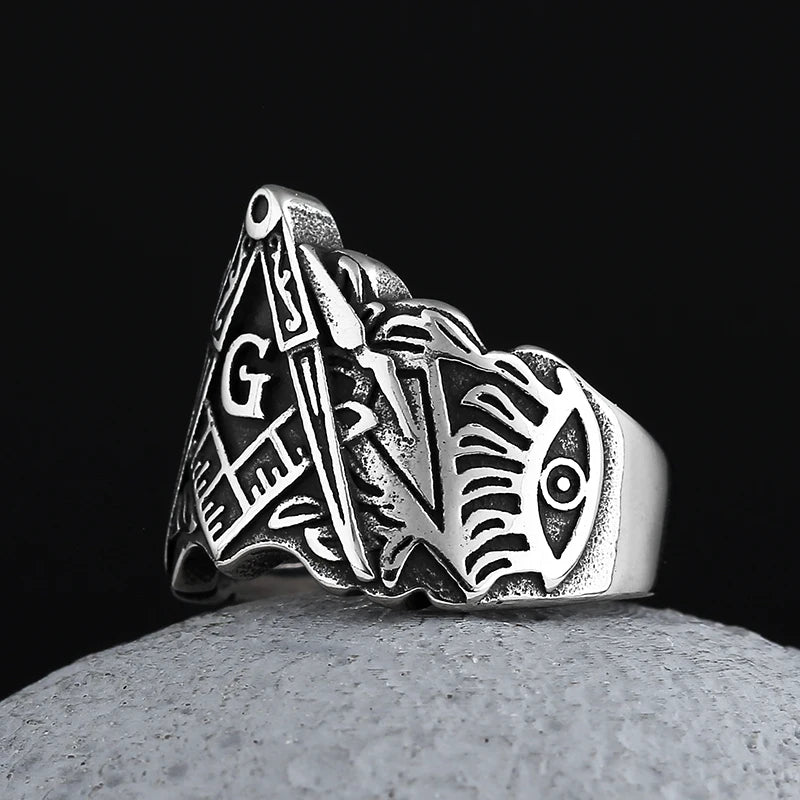 Freemason Masonic Symbol Ring — Stainless Steel