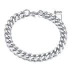Titanium Steel Basic Curb Chain Bracelet for Men Stainless Steel Cuban Link Chain Wristband Classic Simple Heavy Male