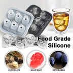 Skull Ice Ball Mold Silicone 3D Flexible Ice Cube Trays BPA Free Ice Trays For Freezer Horror Skull Head Cocktail Ice