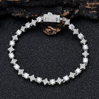 Star Tennis Chain Necklace Iced Out CZ