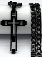2025 Hip Hop Cross Stainless Steel Chain Necklace, Gold Long Pendant Necklace, Unisex