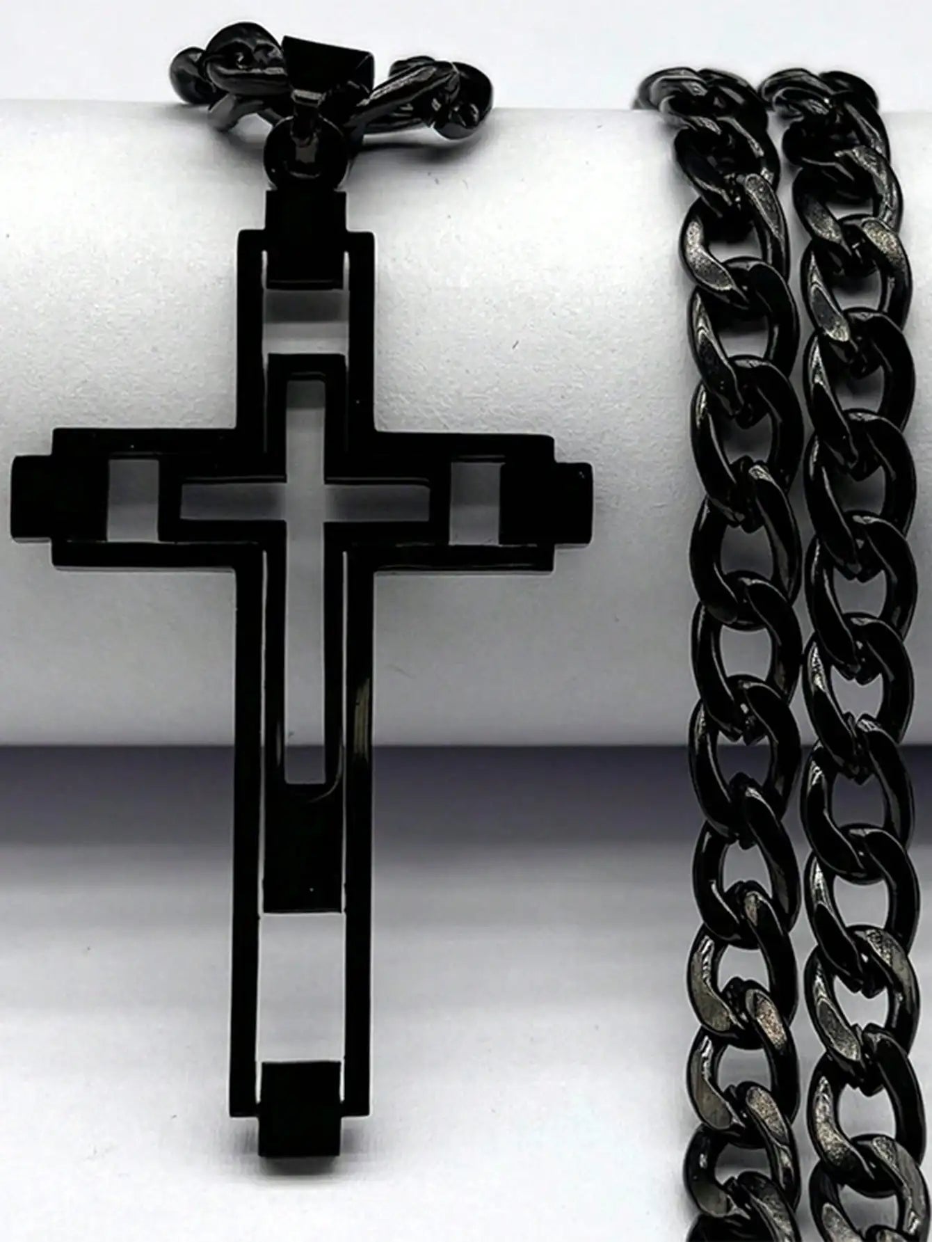 2025 Hip Hop Cross Stainless Steel Chain Necklace, Gold Long Pendant Necklace, Unisex