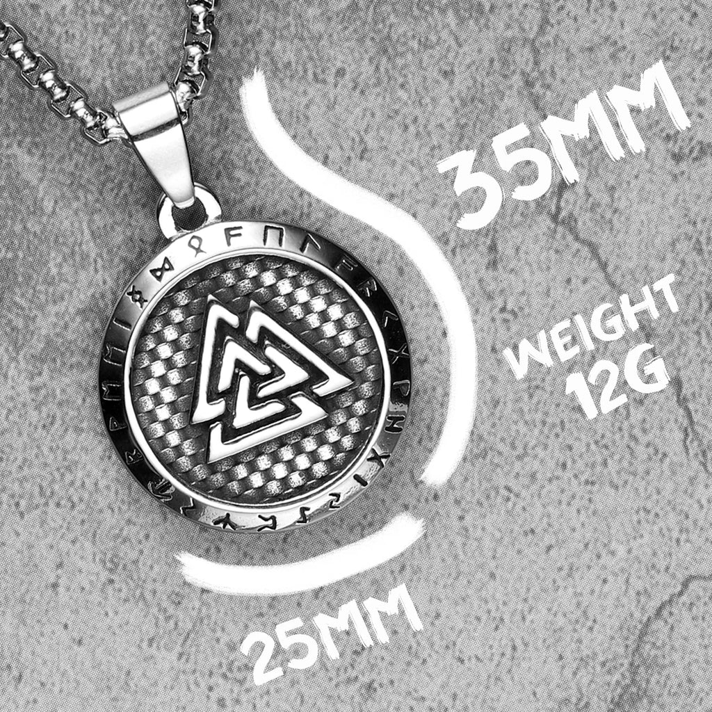 Viking Runes Men Necklaces With Pendant Stainless Steel Jewelry For Male Women Odin Triangle Punk Accessories Gifts Wholesale