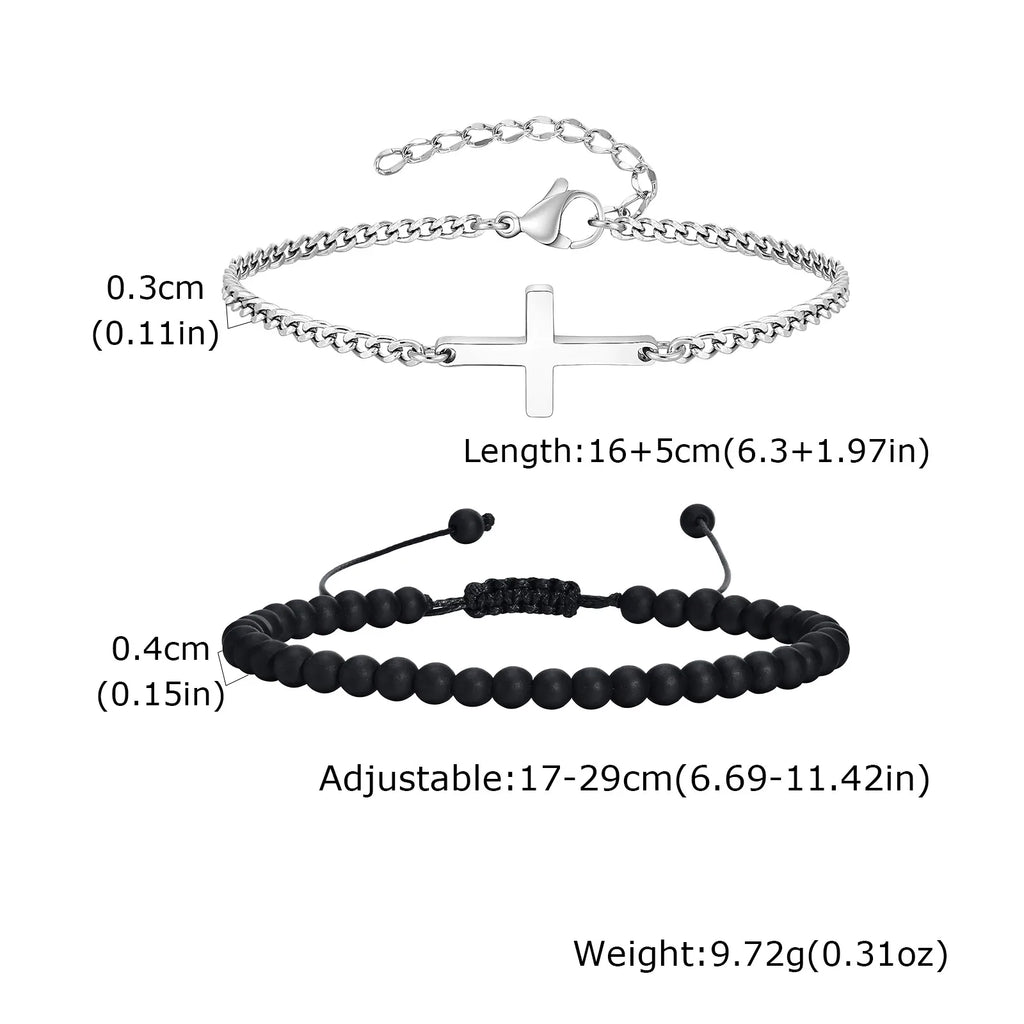 2/3pcs Stainless Steel Cross Cuban Bracelets for Men Waterproof Non Fading Twist Chain Bracelet Simple Fashion Jewelry