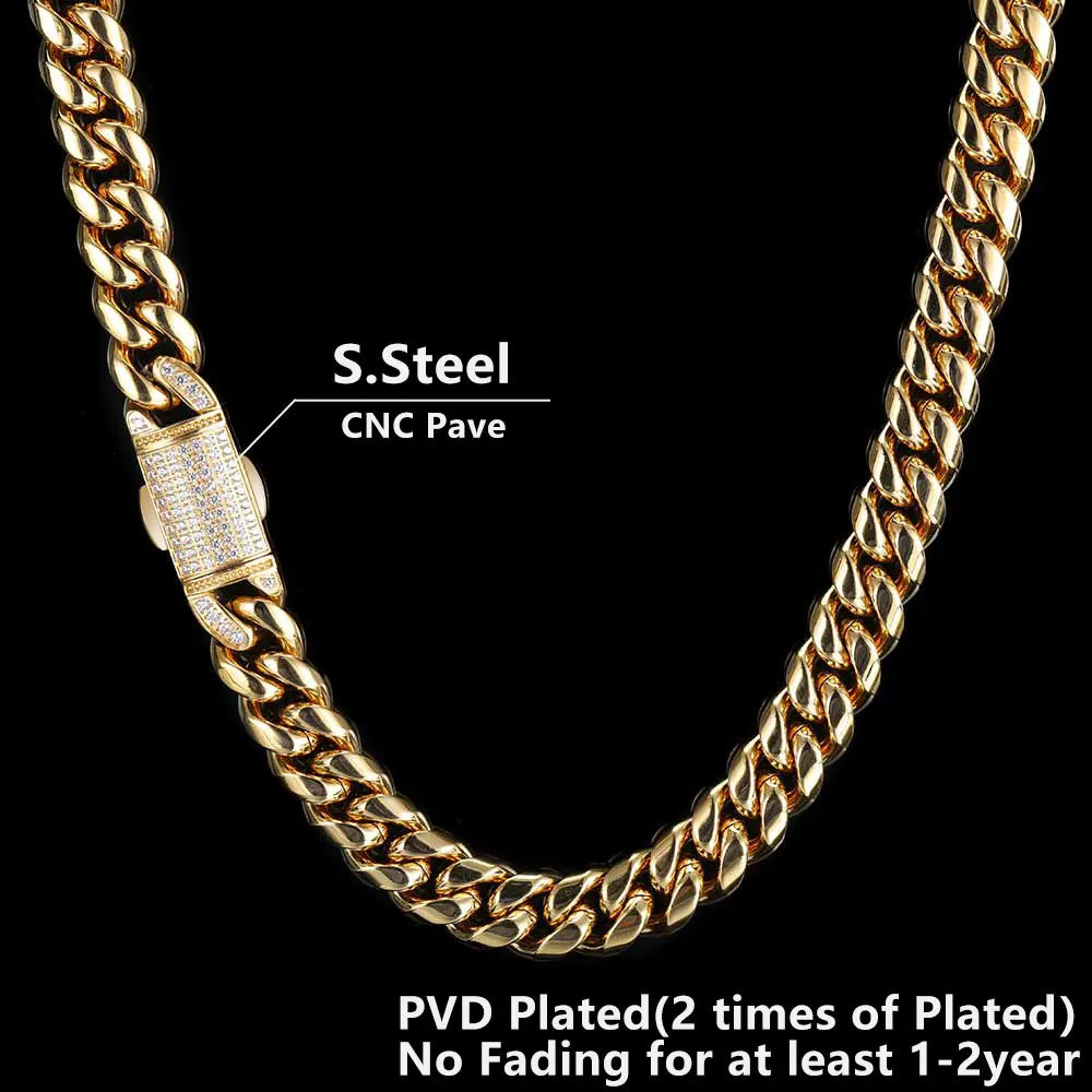 Stainless Steel Cuban Chain Necklace Miami 12MM