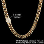 Stainless Steel Cuban Chain Necklace Miami 12MM