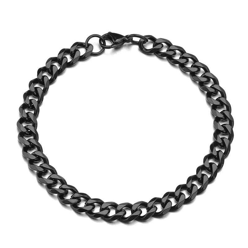 Fashion Stainless Steel Men Curb Cuban Chain Bracelet Women Bracelet on Hand for Couple Unisex Wrist Hand Jewelry