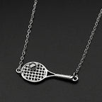 Mini Tennis Racket Pendant Necklace For Women Men Stainless Steel Gold Color Tennis Lover Gift Sweater Chain Sports Jewelry
