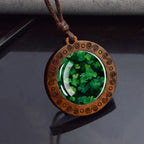Shamrock Lucky Clover Wood Necklace Wooden Pendant Four Leaf Clover Necklaces Handmade Glass Cabochon Jewelry Women Gift