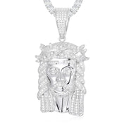 Iced Out Jesus Pendant Necklace — Silver-Tone