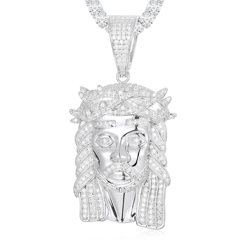 TUHE Unisex Iced Out Jesus Pendants VVS1 Moissanite Pendants Necklace Silver 925 For Men Hip Hop Jewelry