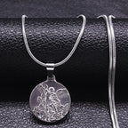 SAINT MICHAEL PROTECT US Archangel Stainless Steel Necklaces Chain Men/Women Gold Color Choker Necklace Jewelry joyas