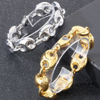 Luxury Gold Color Man Bracelets for Men 316L Stainless Steel 19MM Width Coffee Bean Style Chain Men's Bracelets